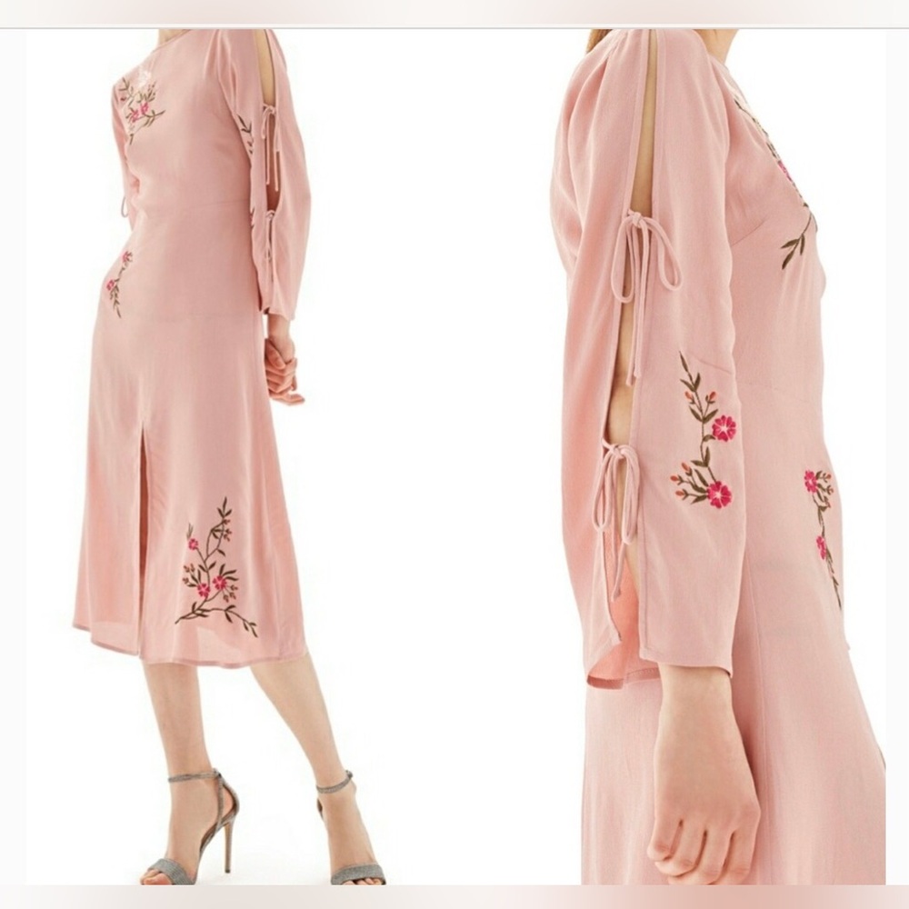 Topshop Pink Bishop Sleeve Gown